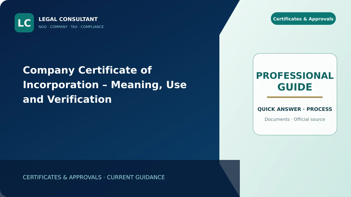 Company Certificate of Incorporation – Meaning, Use and Verification