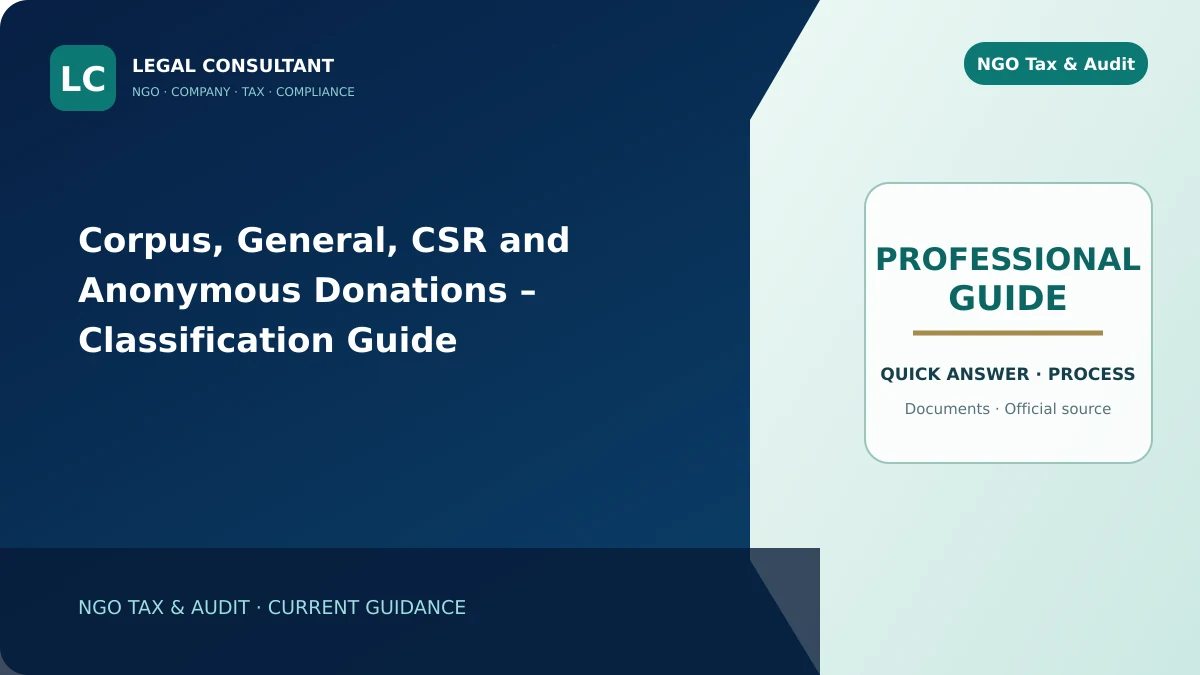 Corpus, General, CSR and Anonymous Donations – Classification Guide