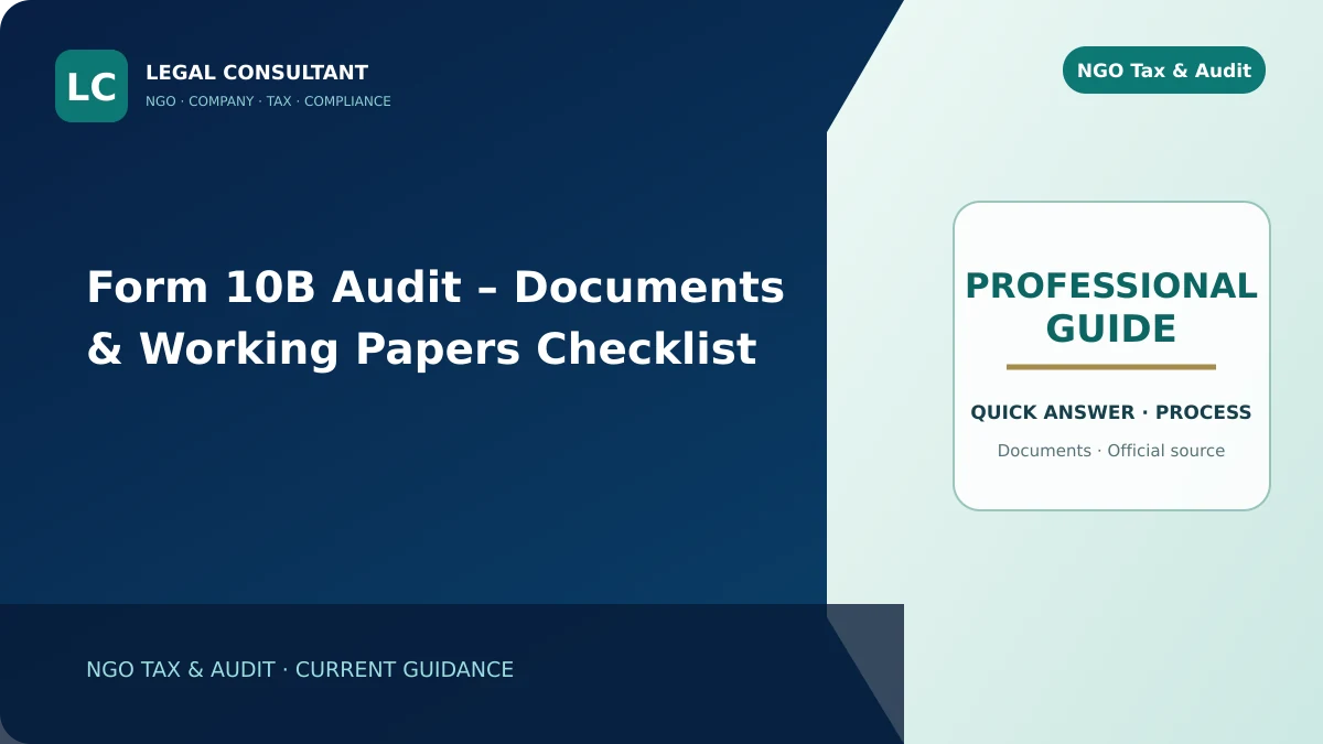 Form 10B Audit – Documents & Working Papers Checklist