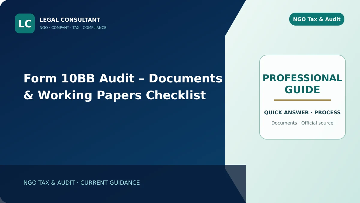 Form 10BB Audit – Documents & Working Papers Checklist