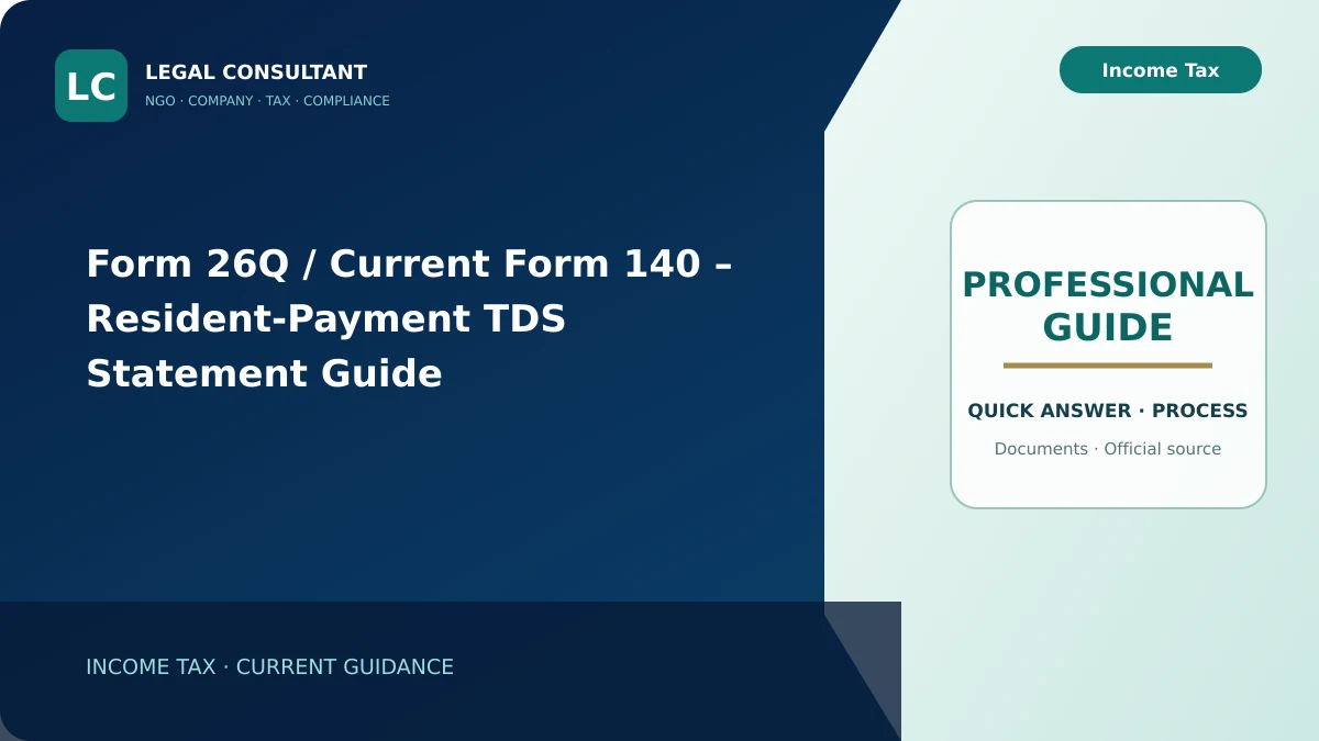 Form 26Q / Current Form 140 – Resident-Payment TDS Statement Guide