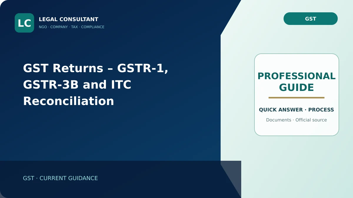 GST Returns – GSTR-1, GSTR-3B and ITC Reconciliation