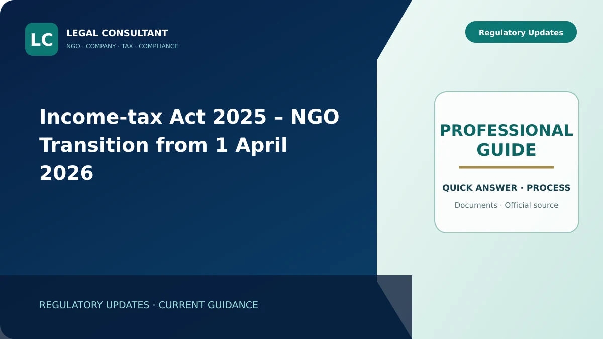 Income-tax Act 2025 – NGO Transition from 1 April 2026