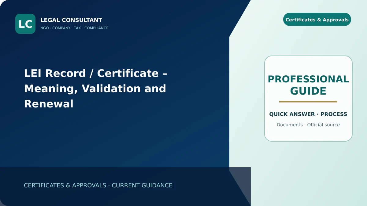 LEI Record / Certificate – Meaning, Validation and Renewal