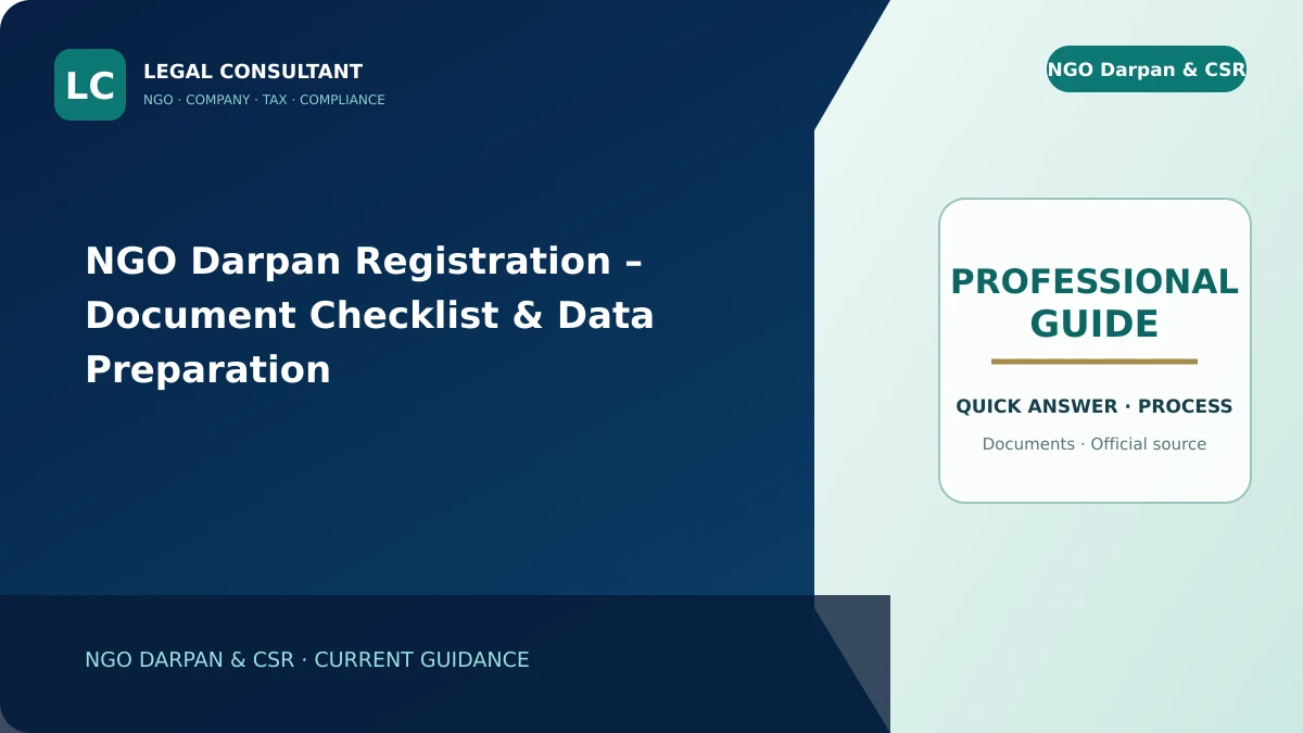 NGO Darpan Registration – Document Checklist & Data Preparation