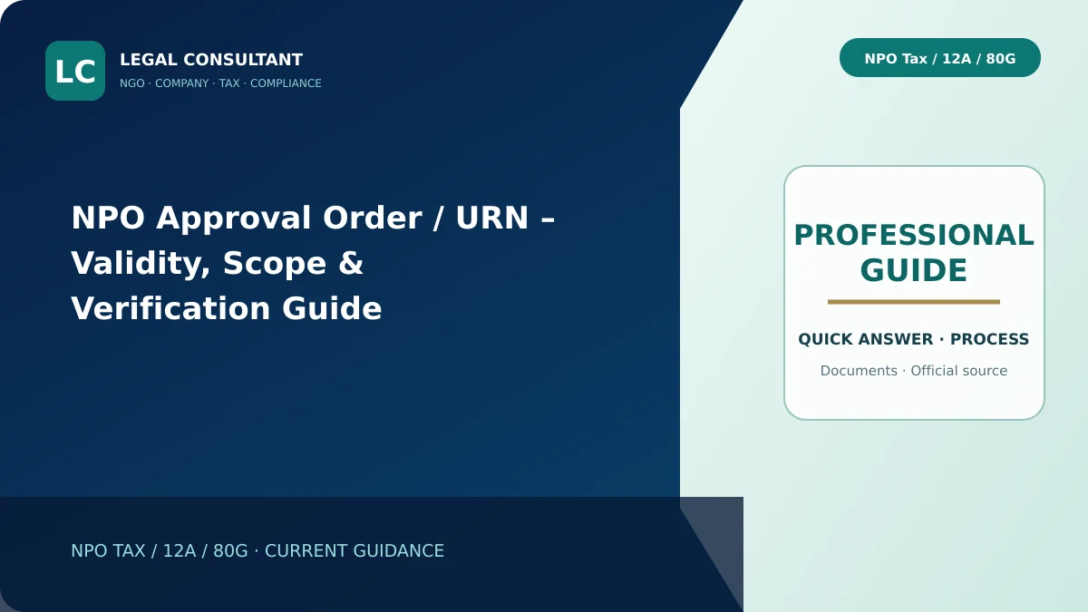 NPO Approval Order / URN – Validity, Scope & Verification Guide