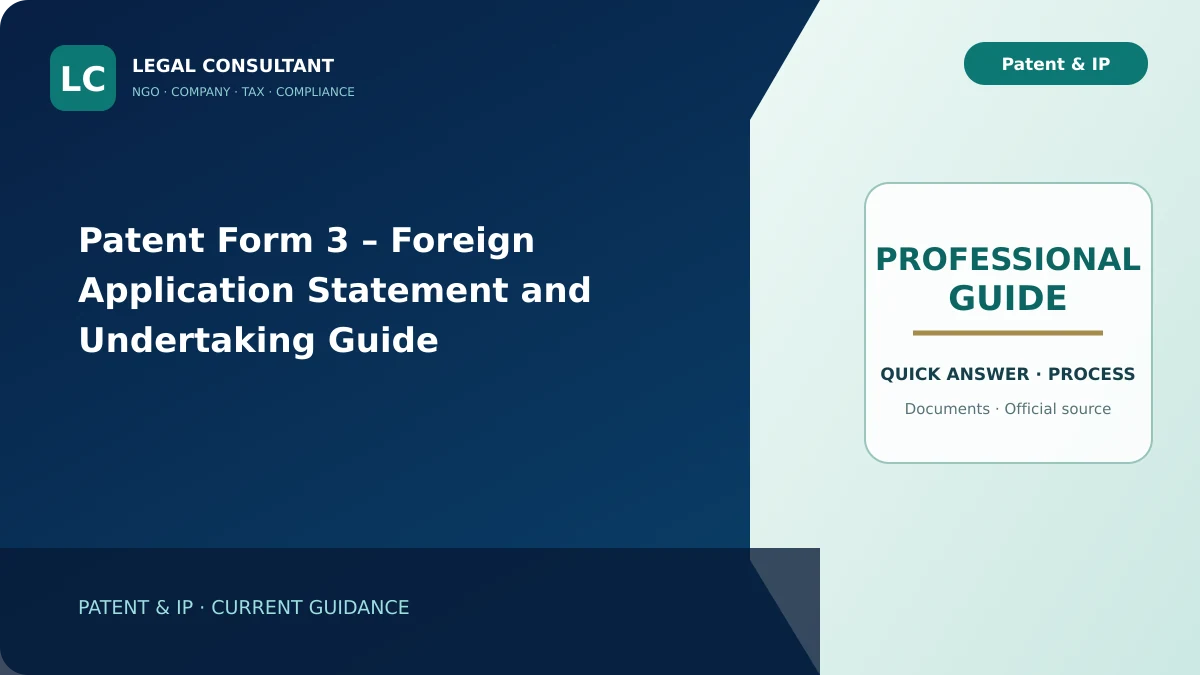 Patent Form 3 – Foreign Application Statement and Undertaking Guide