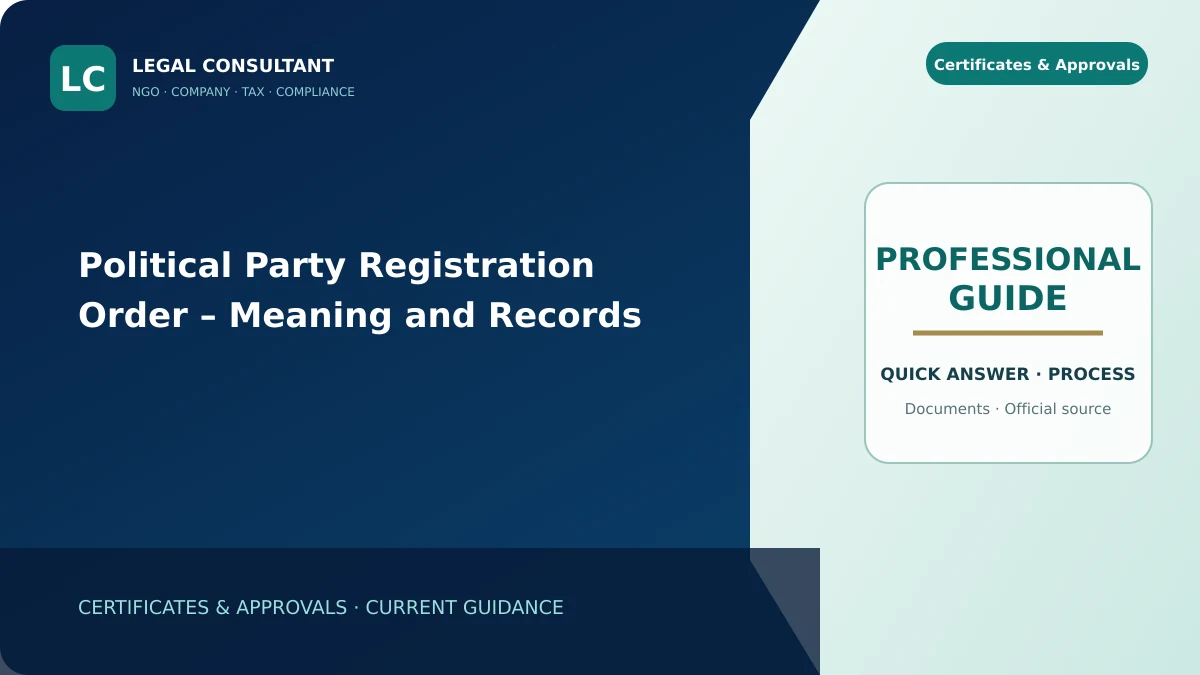 Political Party Registration Order – Meaning and Records