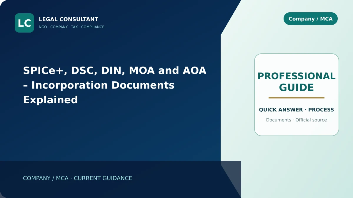 SPICe+, DSC, DIN, MOA and AOA – Incorporation Documents Explained