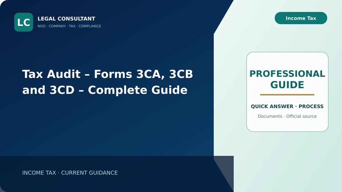 Tax Audit – Forms 3CA, 3CB and 3CD – Complete Guide