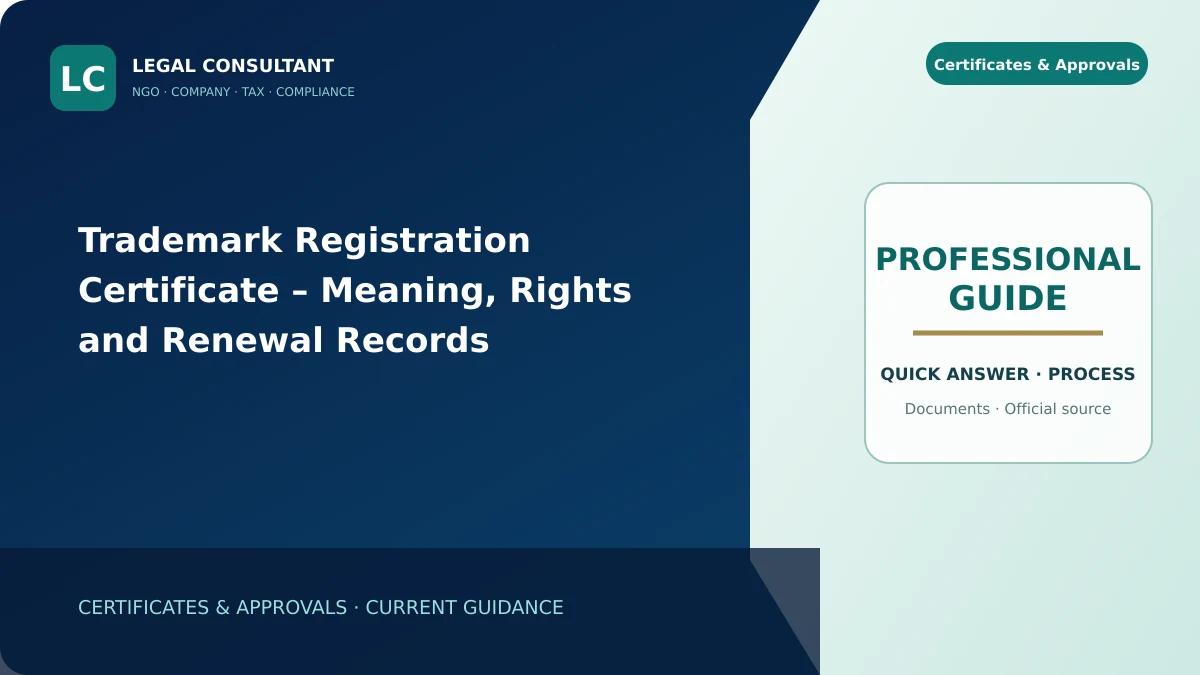 Trademark Registration Certificate – Meaning, Rights and Renewal Records
