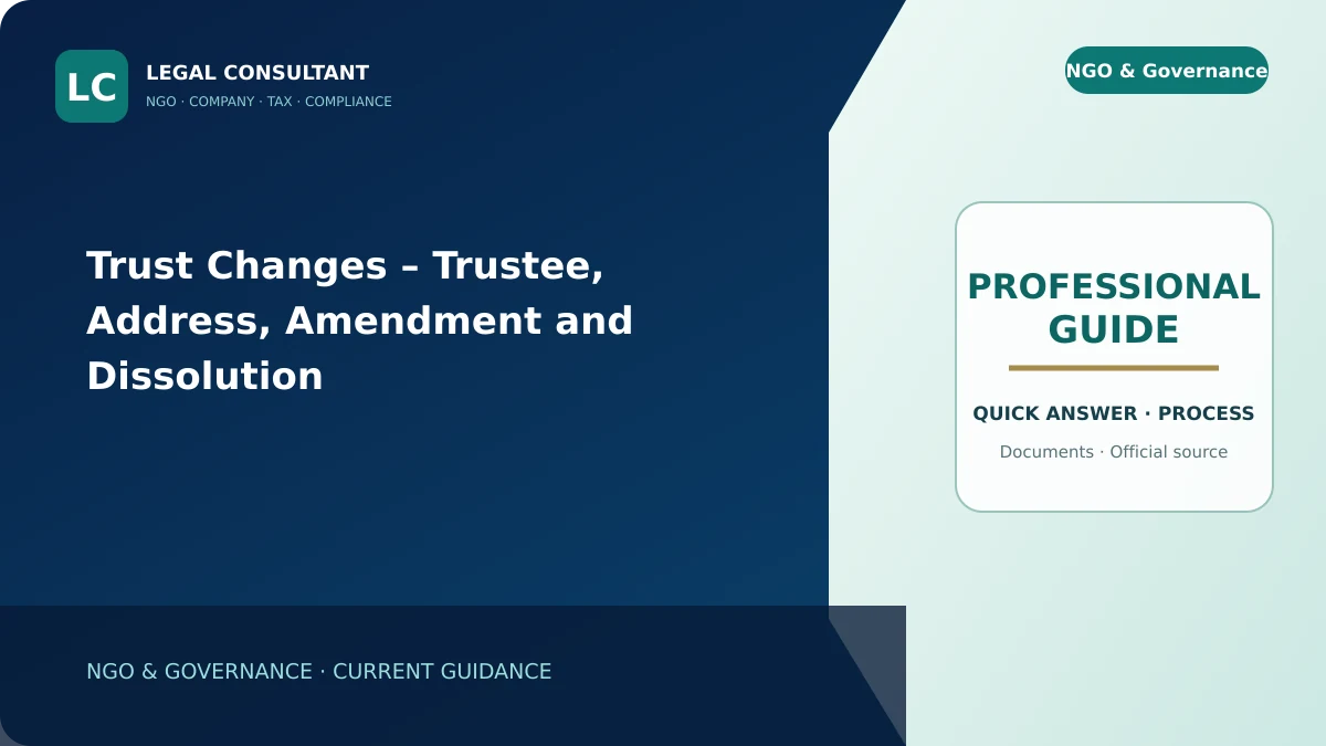 Trust Changes – Trustee, Address, Amendment and Dissolution