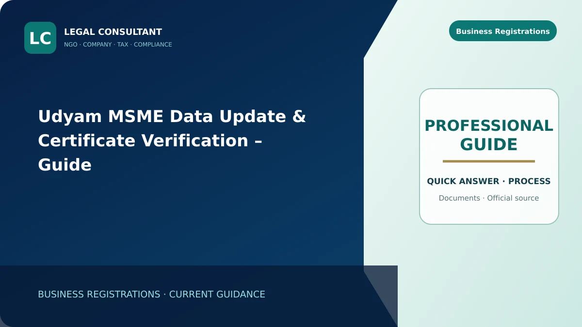 Udyam MSME Data Update & Certificate Verification – Guide